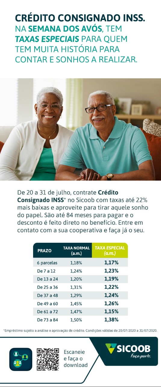 Sicoob: crédito consignado com taxas 22% mais baixas e até 84 meses para pagar!