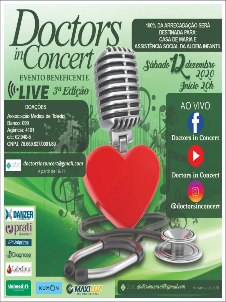 Live: Doctors inConcert 2020 da Associação Médica de Toledo vai beneficiar a Casa de Maria e Aldeia Infantil