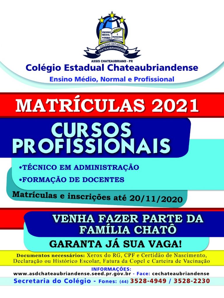 Colégio Chateaubriadense abre matrículas para cursos profissionais