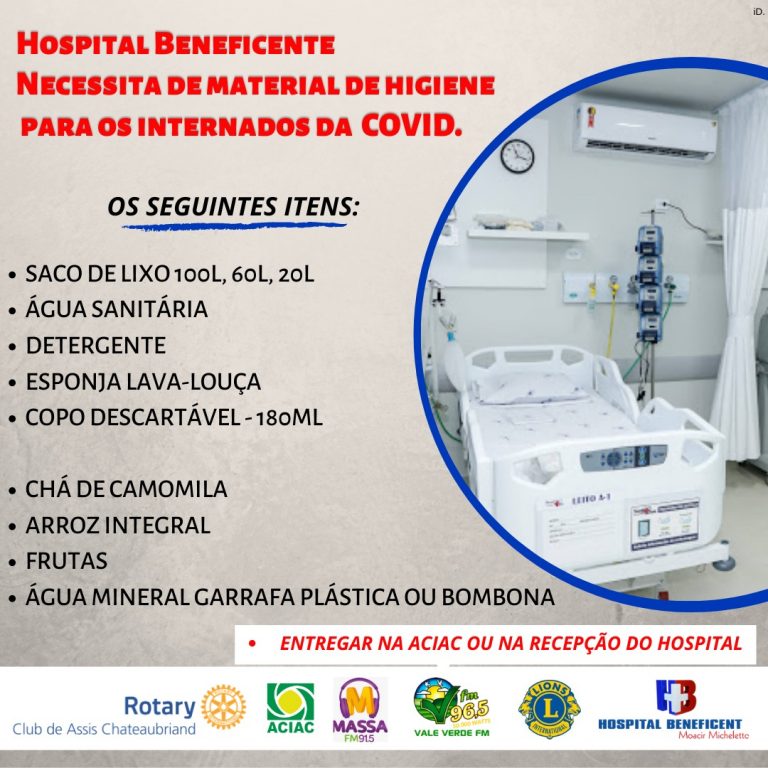 Hospital Beneficente precisa de sua ajuda para continuar ajudando quem precisa