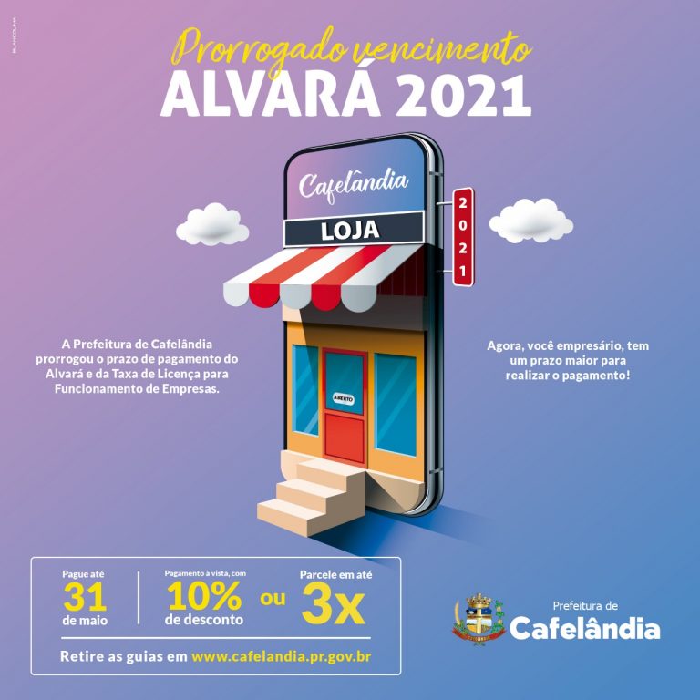 Cafelândia prorroga prazo de pagamento do Alvará e Taxa de Licença das empresas