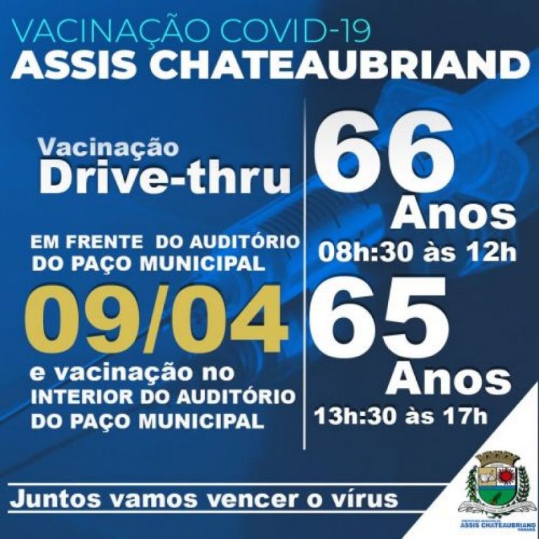 Vacinação contra Covid-19 1ª dose será retomada em Assis Chateaubriand