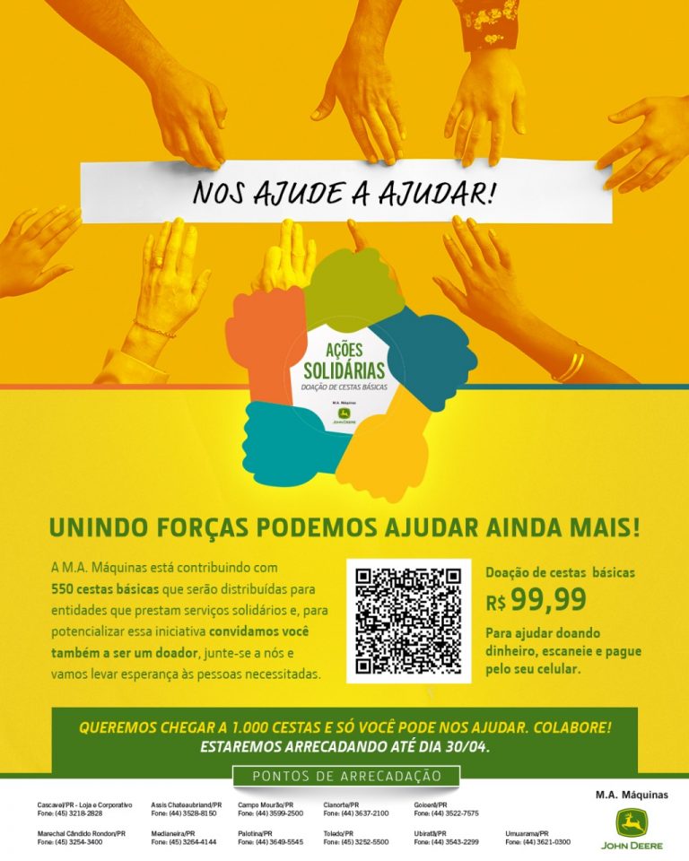 Ação Solidária MA Máquinas/John Deere arrecada cestas básicas para entidades assistenciais