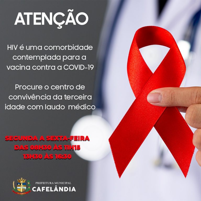 Prefeitura de Cafelândia: HIV é uma comorbidade que garante vacina contra a covid-19