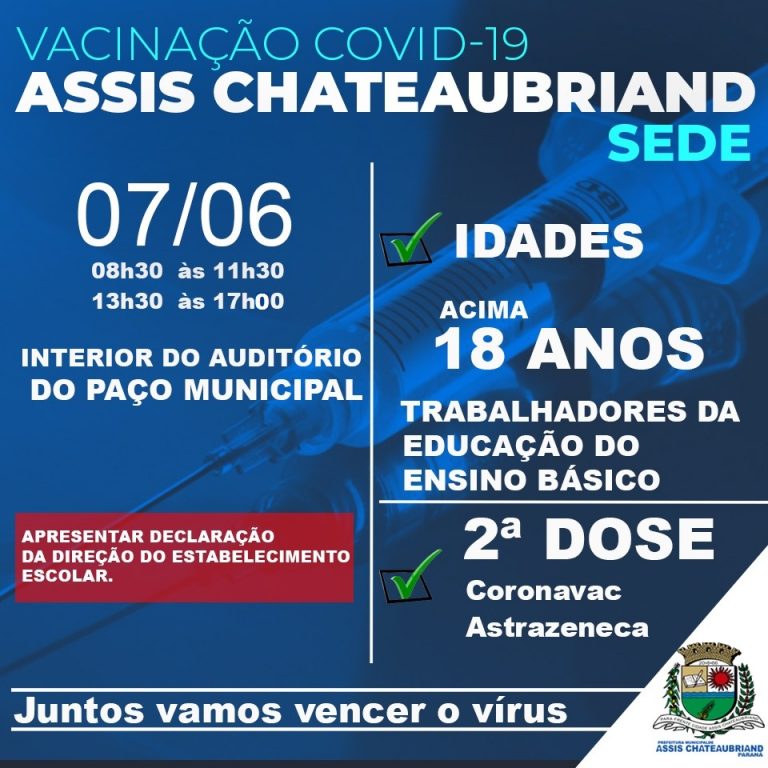 Profissionais da educação básica acima dos 18 anos serão vacinados a partir de segunda