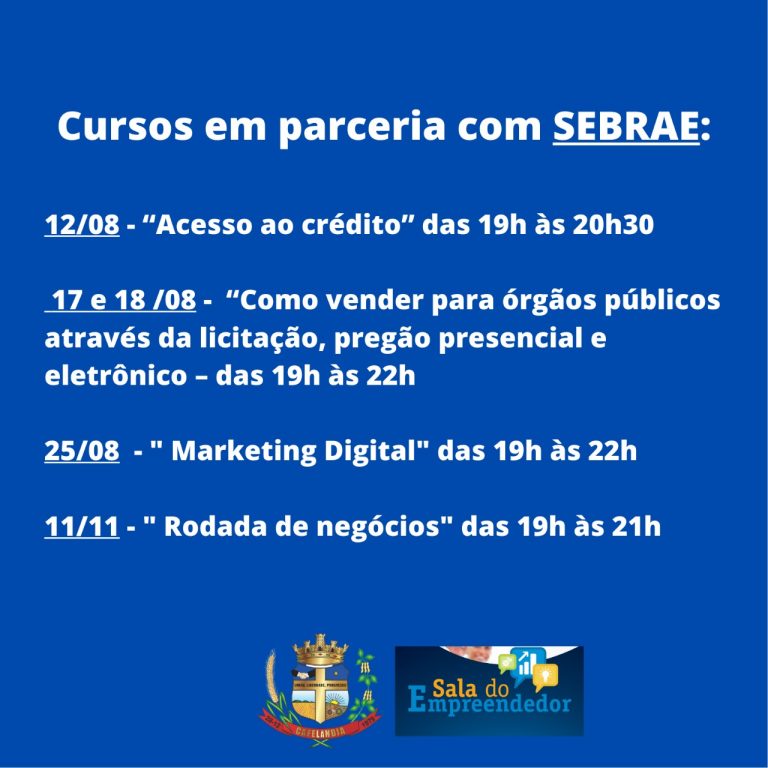 Sala do Empreendedor de Cafelândia oferece em parceria com o Sebrae cursos aos MEI’s