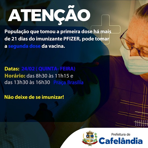 Covid-19: Nesta quinta segunda dose, reforço inclusive da Janssen nesta quinta em Cafelândia