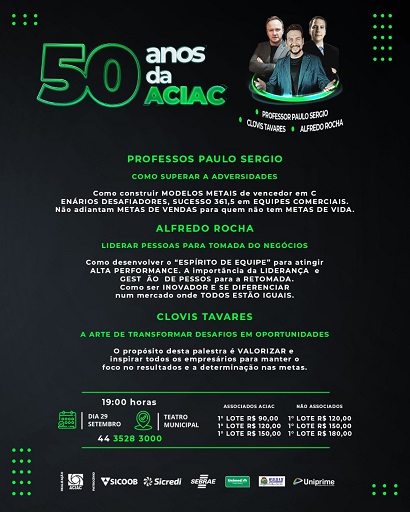 ACIAC 50 ANOS: Uma noite mágica no dia 29 de setembro!