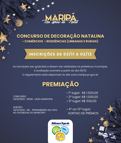 Inscrições abertas para o Concurso de Decoração Natalina em Maripá