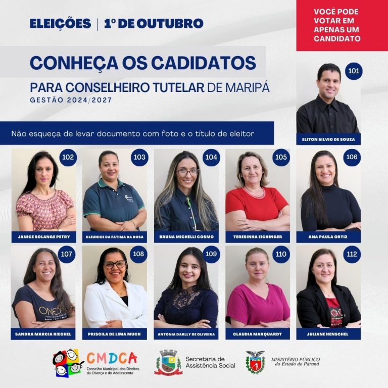 Conselho Tutelar: Conheça os 11 candidatos à eleição em Maripá
