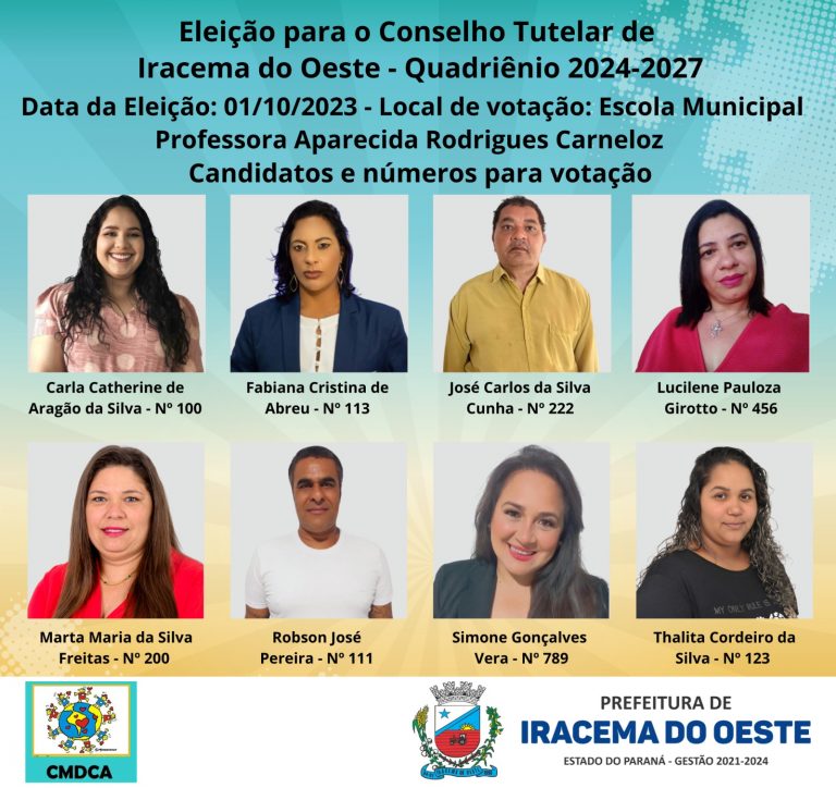 Conheça os candidatos ao Conselho Tutelar de Iracema do Oeste