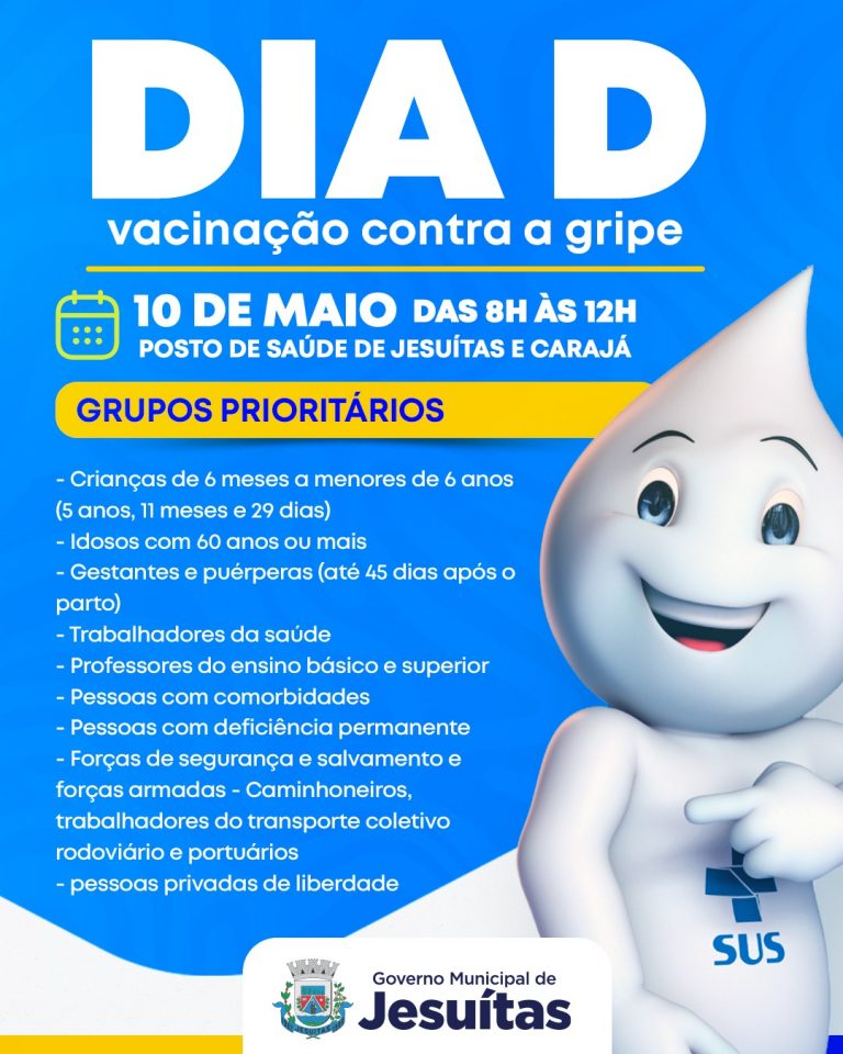 Jesuítas promove Dia D de vacinação contra a gripe no dia 10 de maio