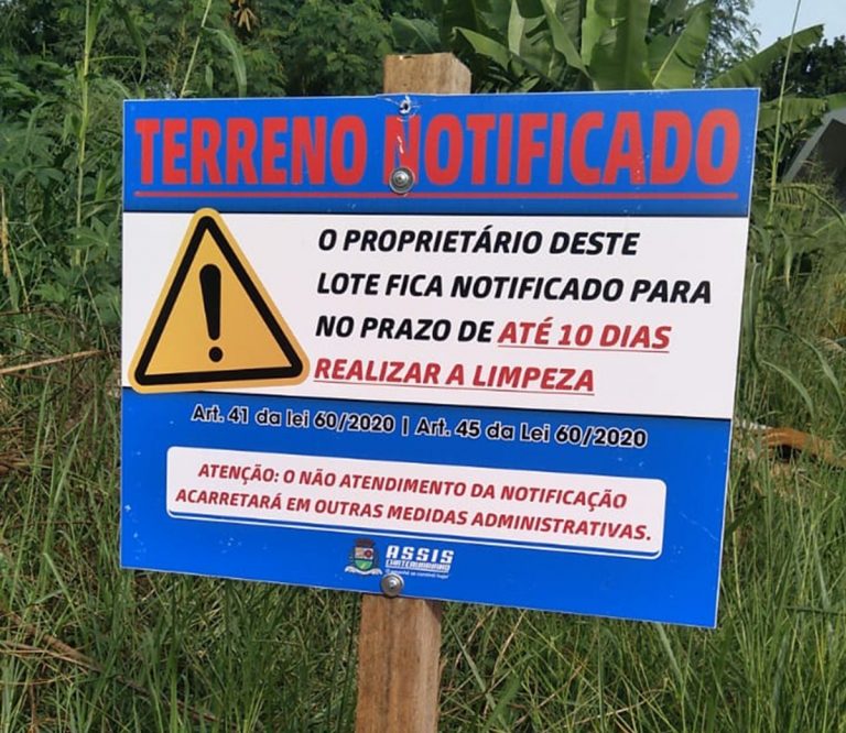 Município de Assis Chateaubriand notifica proprietários de terrenos para limpeza obrigatória