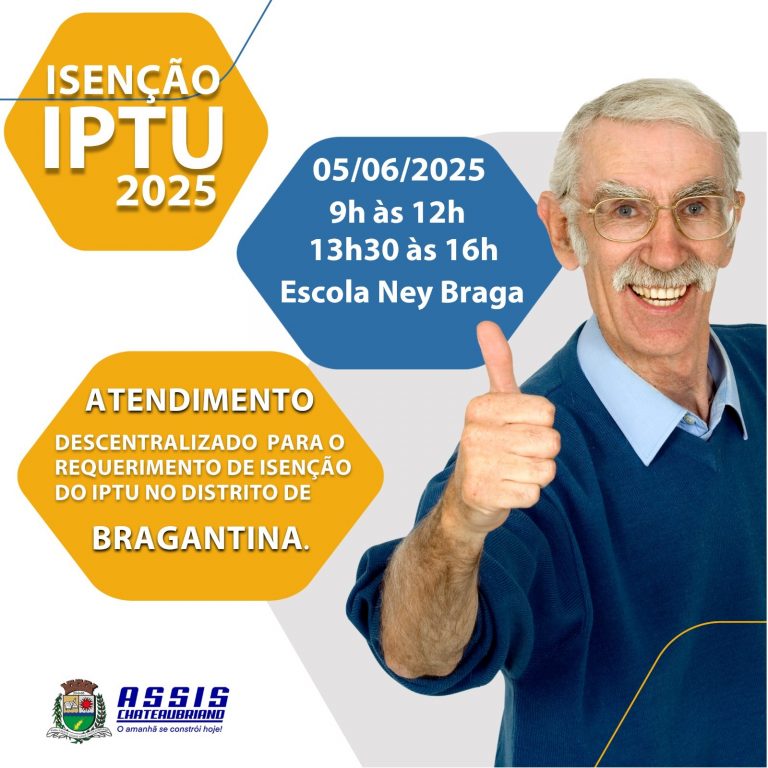 Atendimento descentralizado para requerimento de isenção do IPTU em Bragantina