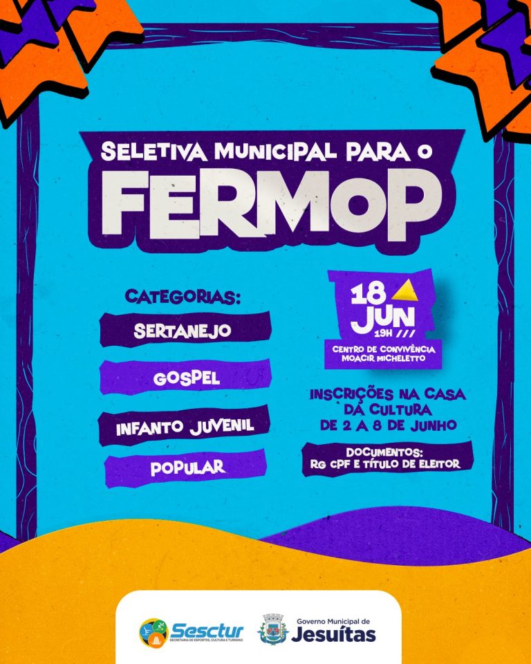 Atenção: O prazo de inscrições para o Fermop mudou em Jesuítas; agora é até 8 de junho