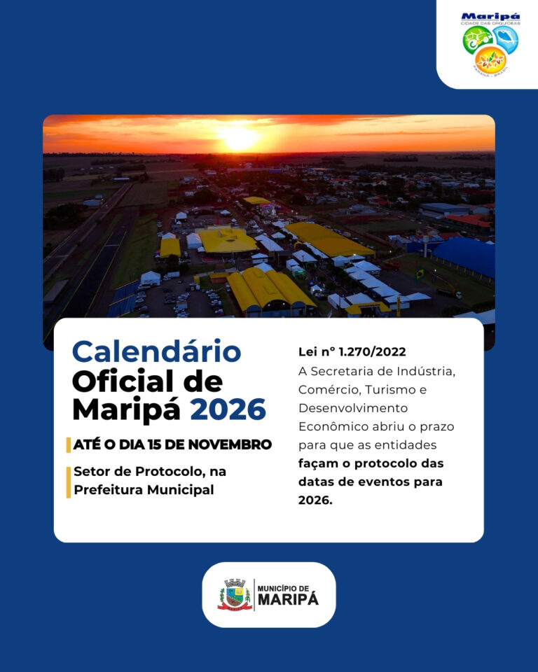 O município de Maripá informa: Prazo para inclusão de eventos no Calendário Oficial 2026 termina esta semana