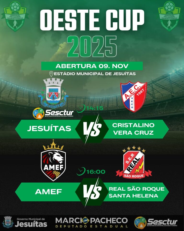 Jesuítas sedia abertura da Oeste Cup 2025 neste domingo