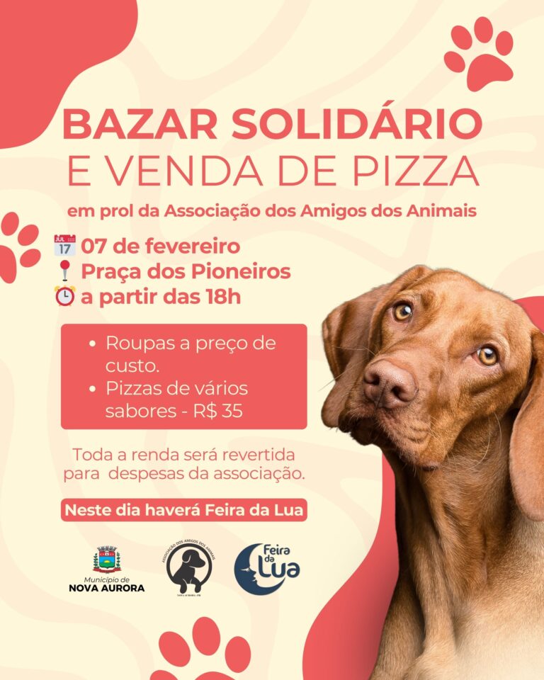 Bazar Solidário e venda de pizza arrecadam recursos para a Associação dos Amigos dos Animais em Nova Aurora
