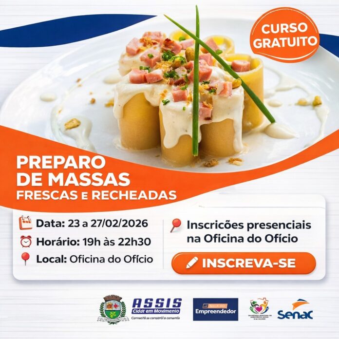 Curso Gratuito de Massas Frescas e Recheadas em Assis Chateaubriand