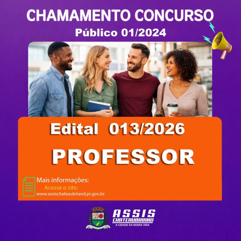 Convocação no concurso público 01/2024; edital 013/2026
