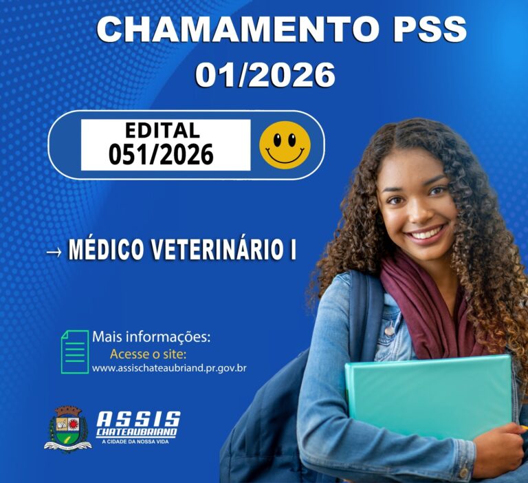 Município de Assis Chateaubriand convoca candidatos para PSS 10ª convocação do PSS 01/2026