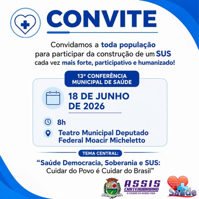 13ª Conferência Municipal da Saúde será realizada na próxima quinta-feira (18)