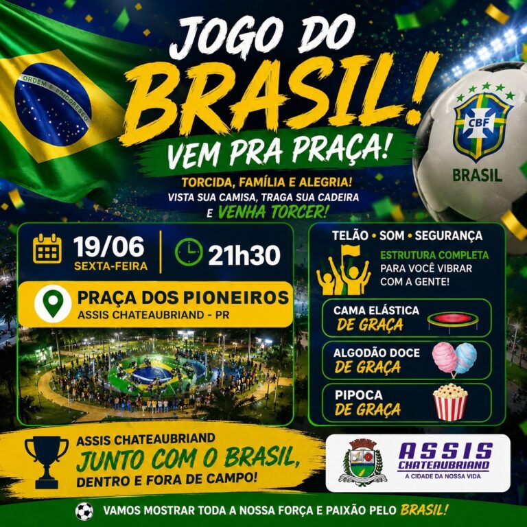 Brasil x Haiti: Praça dos Pioneiros terá telão de LED e programação gratuita nesta sexta (19)