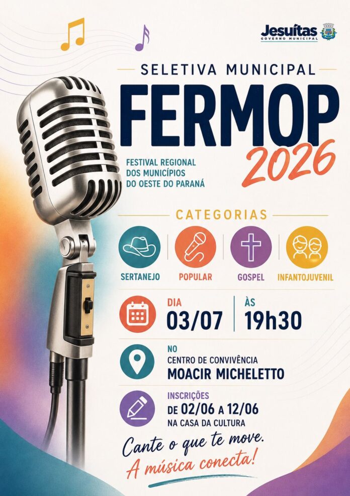 Inscrições abertas para o Festival Municipal da Canção de Jesuítas