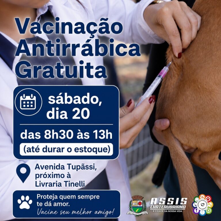 Vacinação antirrábica gratuita em Assis terá apenas 100 doses neste sábado (20); confira o local da ação