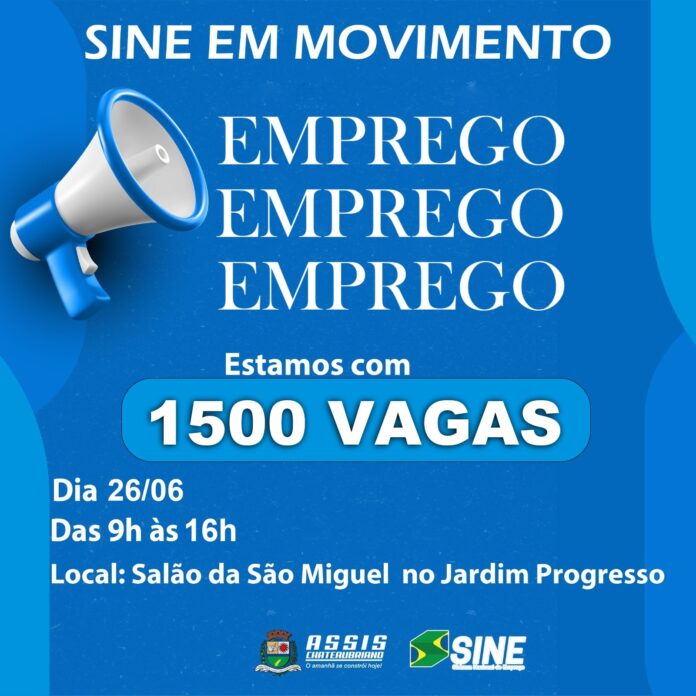 Vagas de emprego em Assis Chateaubriand: Sine oferece 1.500 postos