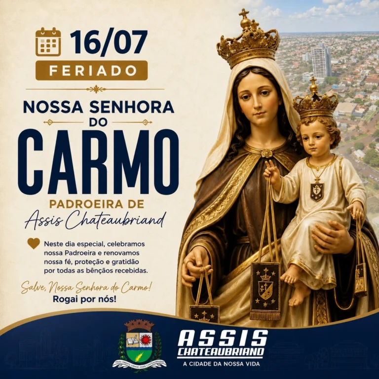 Feriado de Nossa Senhora do Carmo altera funcionamento dos serviços públicos em Assis Chateaubriand