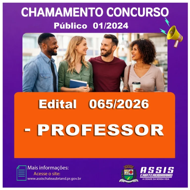 Município de Assis Chateaubriand convoca professores habilitados em concurso público