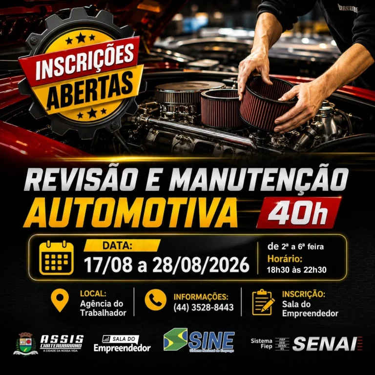 curso gratuito manutenção automotiva SENAI Assis Chateaubriand