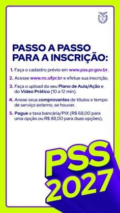 inscri&ccedil;&otilde;es para o PSS 2027